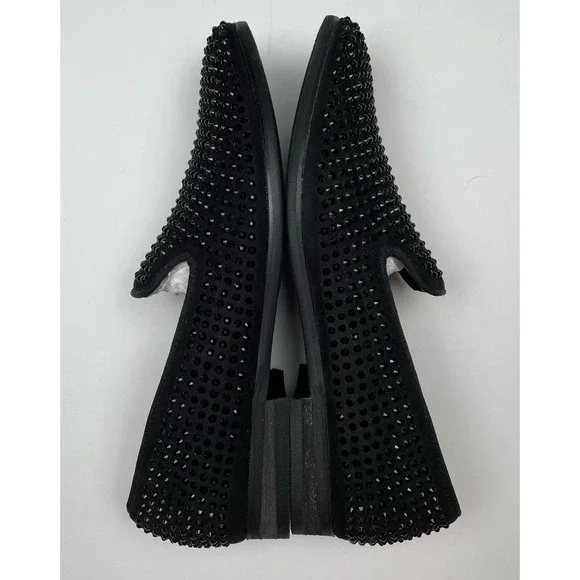 Steve Madden Men's Black Rhinestone Caviarr Slip-On Loafer Size